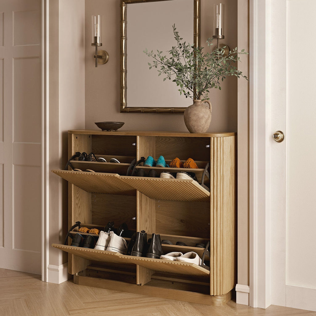 Maru 4-Door Shoe Storage Cabinet, Oak