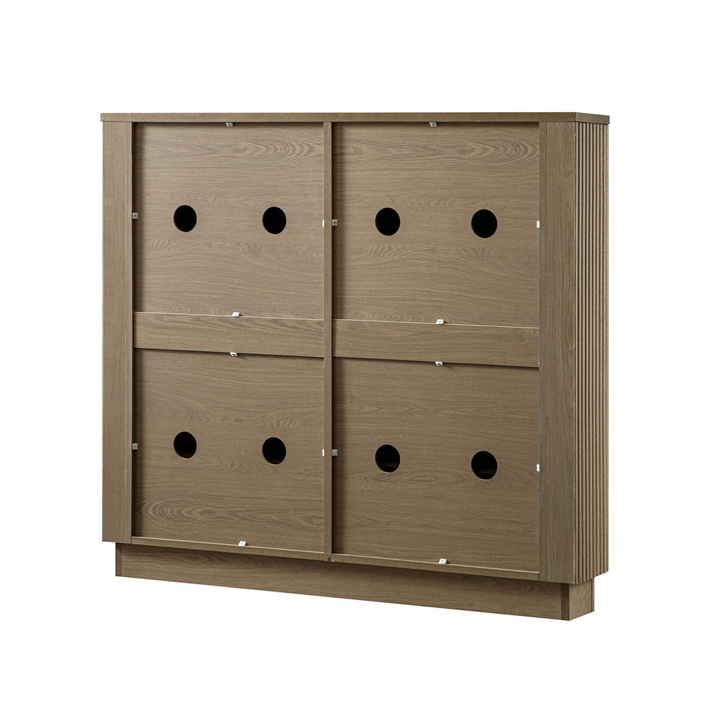 Maru 4-Door Shoe Storage Cabinet, Silver Oak