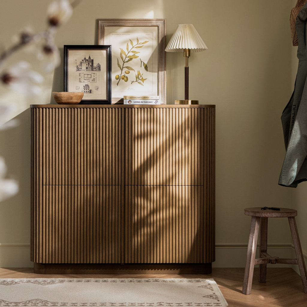 Maru 4-Door Shoe Storage Cabinet, Silver Oak