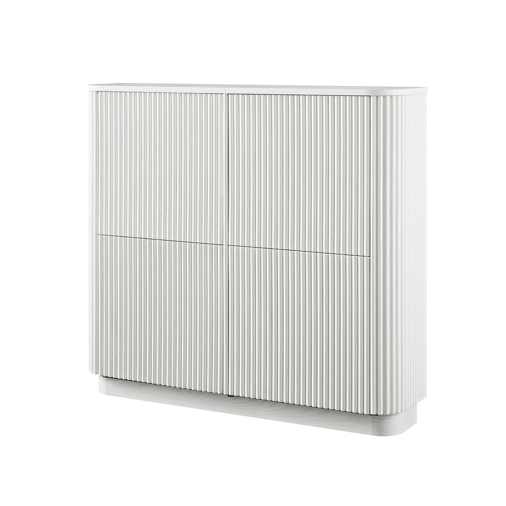Maru 4-Door Shoe Storage Cabinet, Washed White