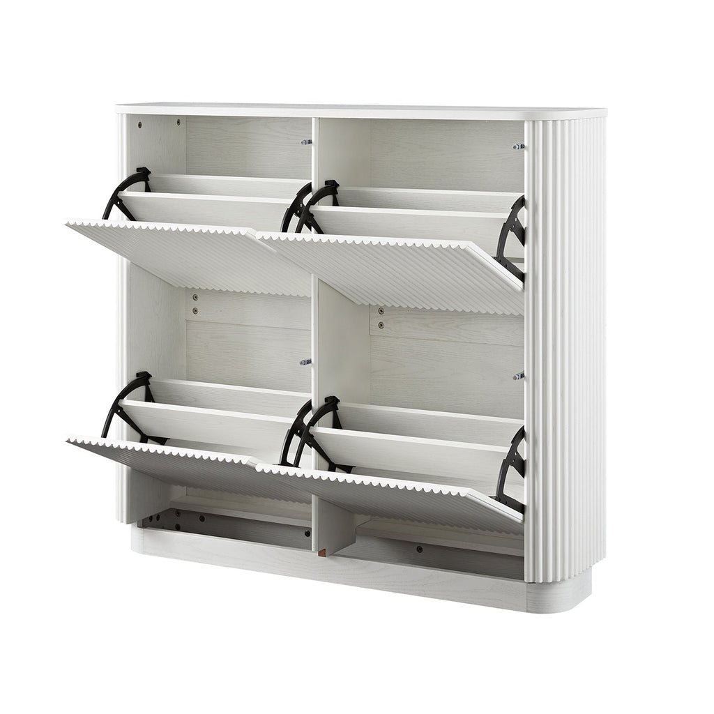 Maru 4-Door Shoe Storage Cabinet, Washed White