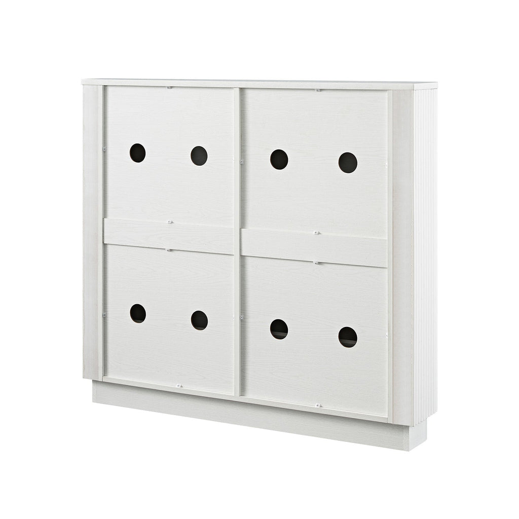 Maru 4-Door Shoe Storage Cabinet, Washed White