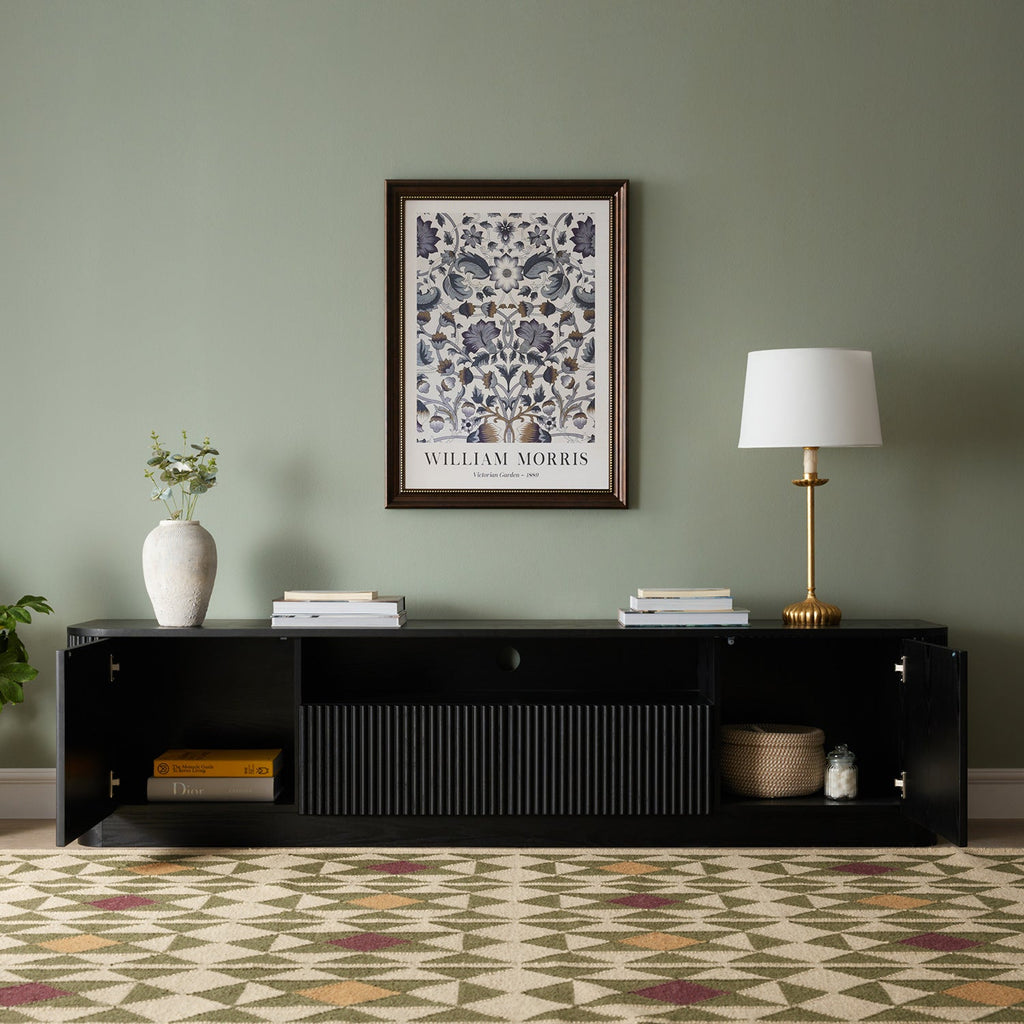 Maru 200cm Wide TV Unit with Drawers, Black