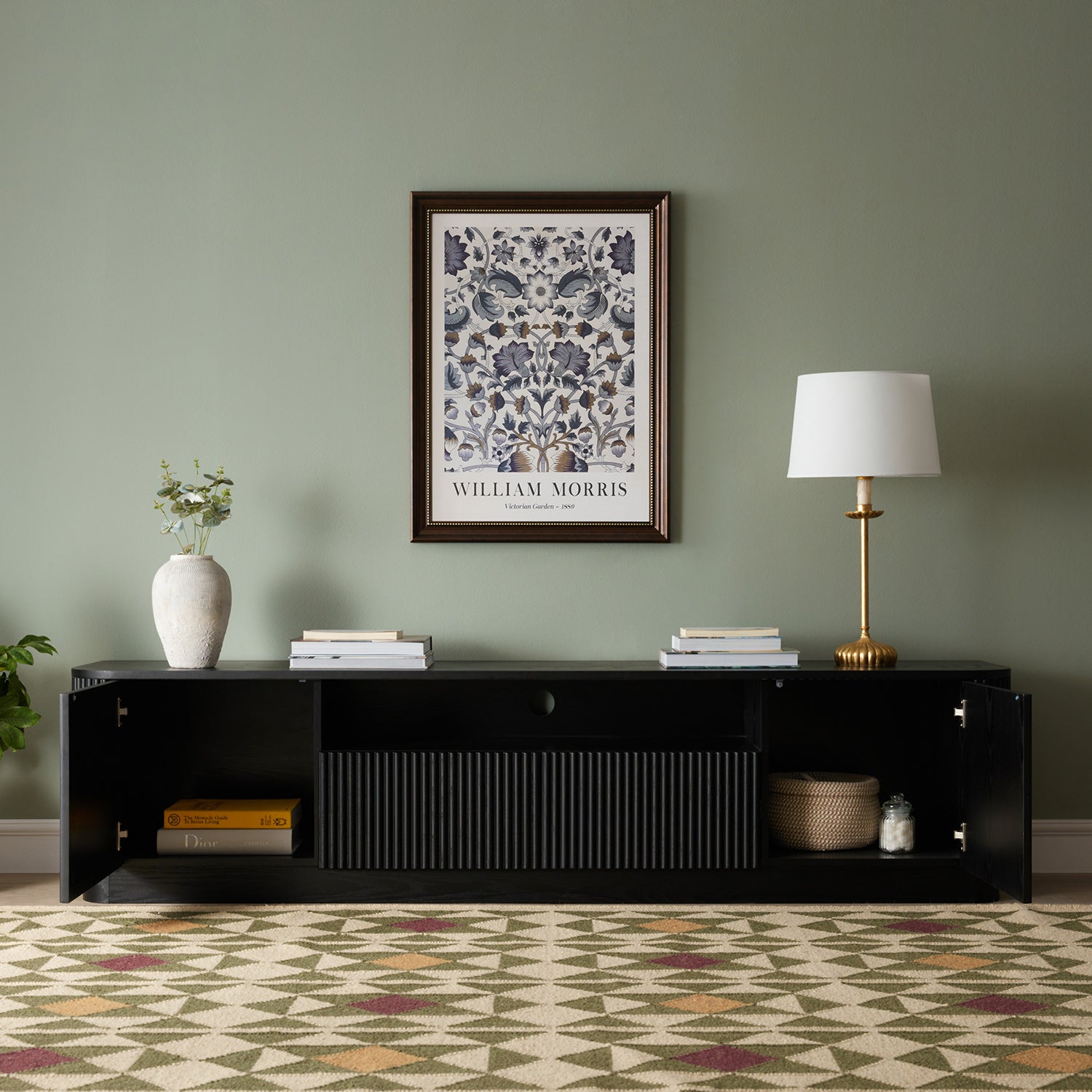 Maru 200cm Wide TV Unit with Drawers, Black