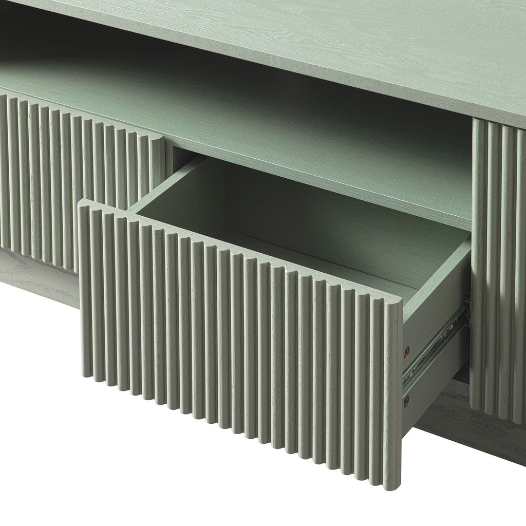 Maru 200cm Wide TV Unit with Drawers, Sage Green