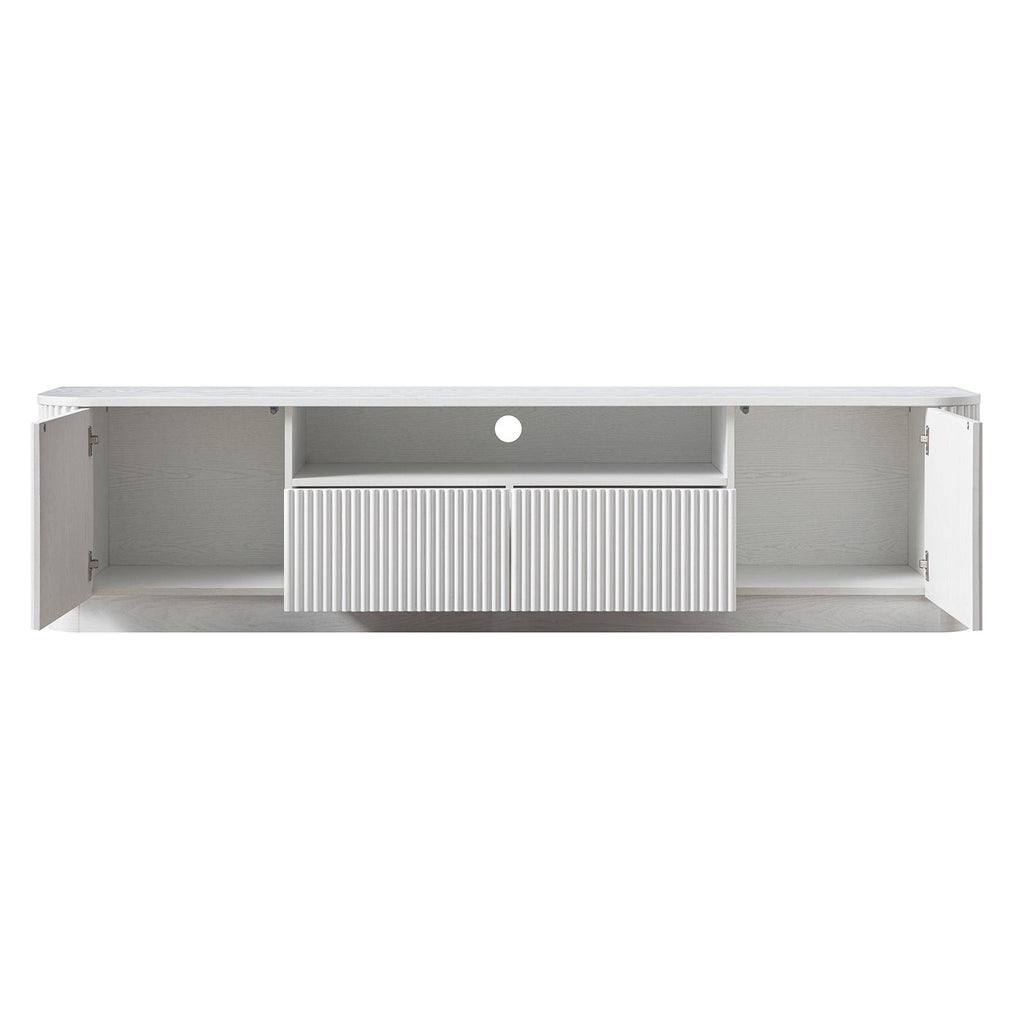 Maru 200cm Wide TV Unit with Drawers, Washed White