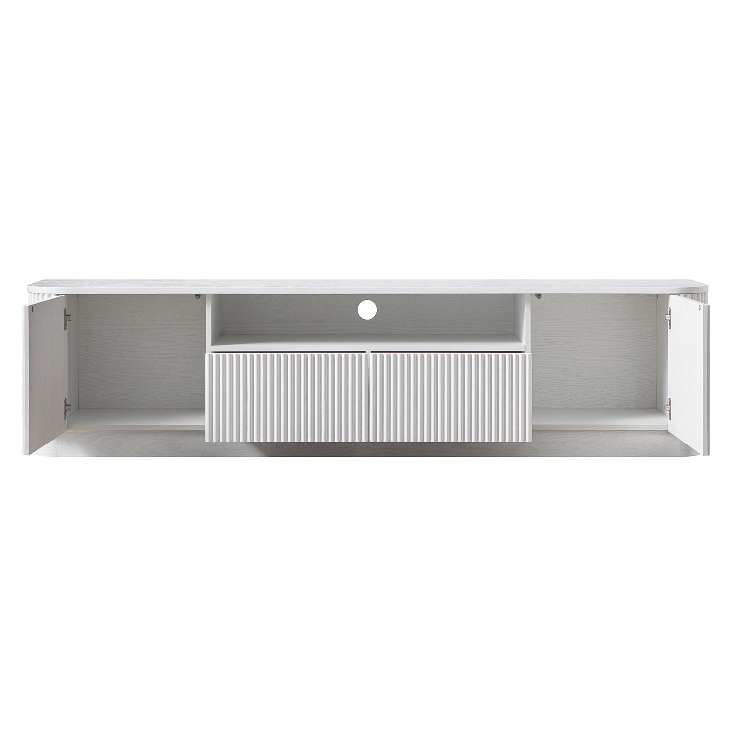 Maru 200cm Wide TV Unit with Drawers, Washed White
