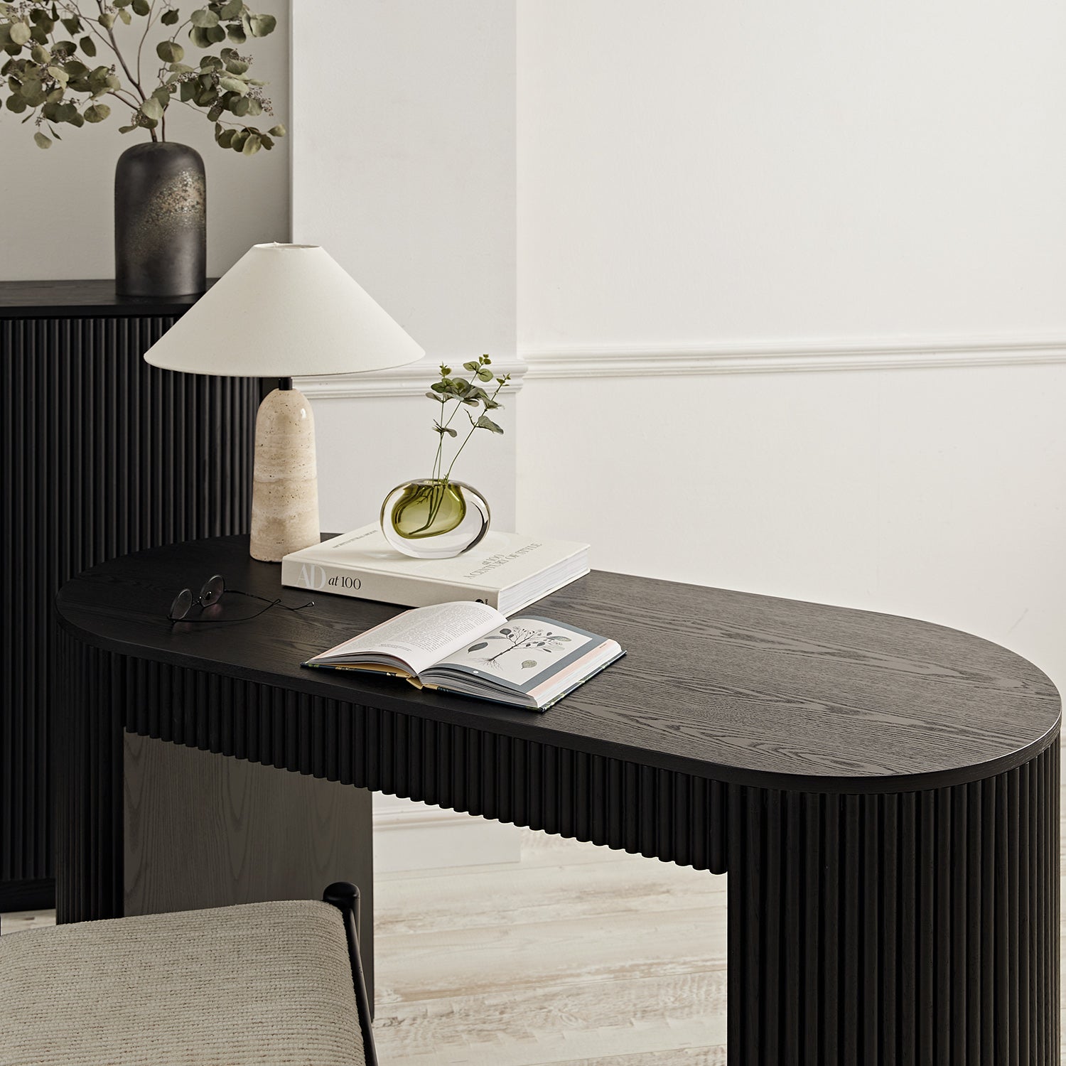 Maru 1-Drawer Writing Desk, Black