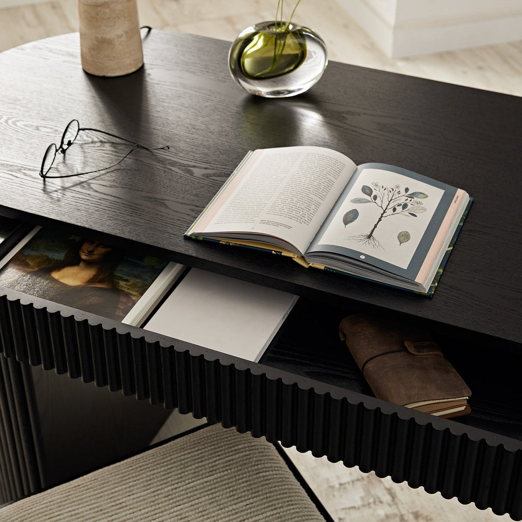 Maru 1-Drawer Writing Desk, Black