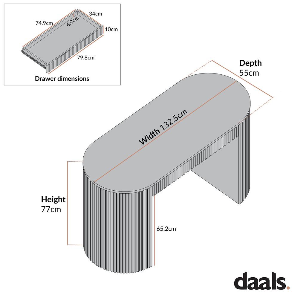 Maru 1-Drawer Writing Desk, Washed White