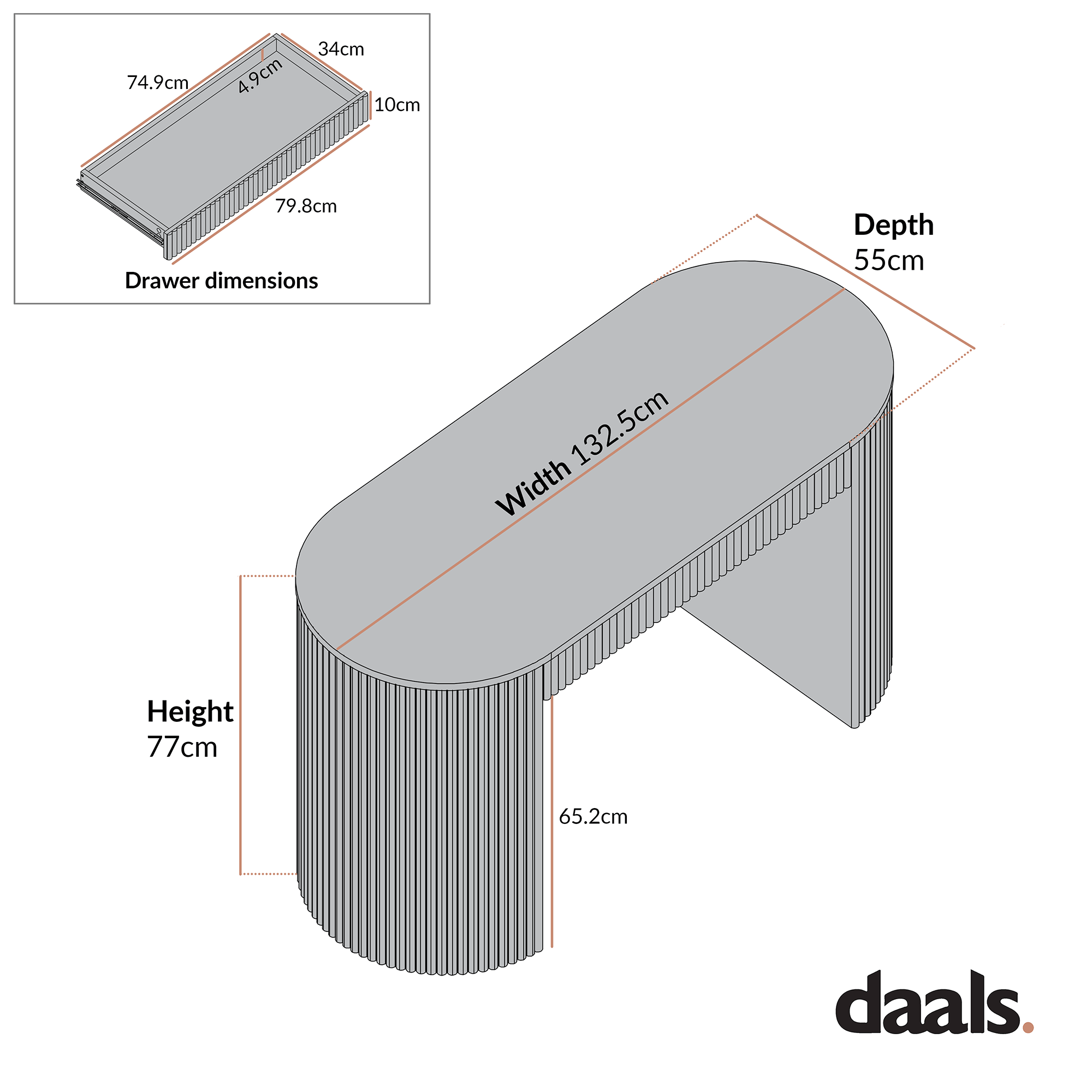 Maru 1-Drawer Writing Desk, Washed White