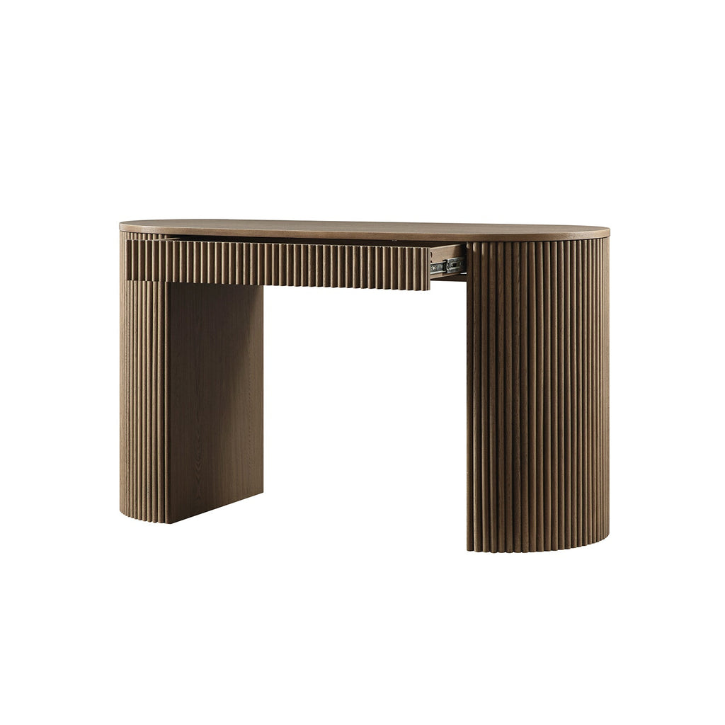 Maru 1-Drawer Writing Desk, Silver Oak