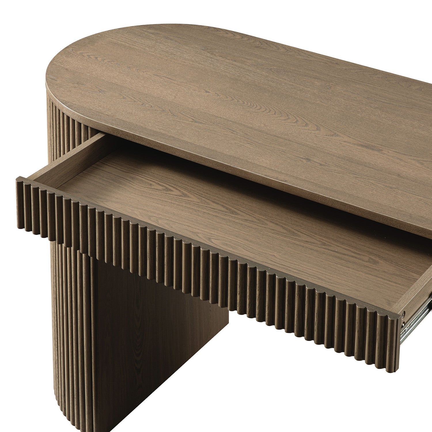 Maru 1-Drawer Writing Desk, Silver Oak