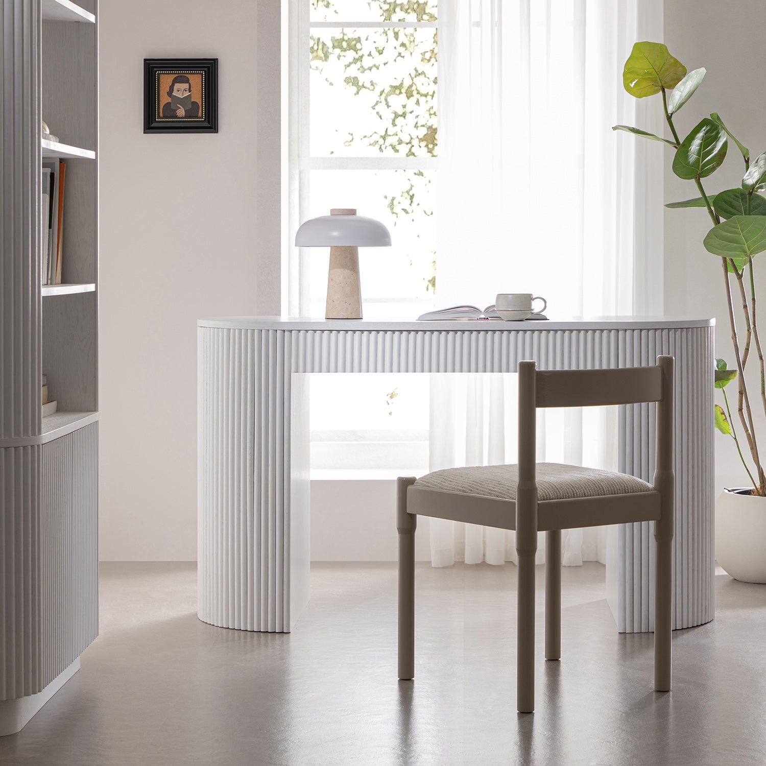 Maru 1-Drawer Writing Desk, Washed White