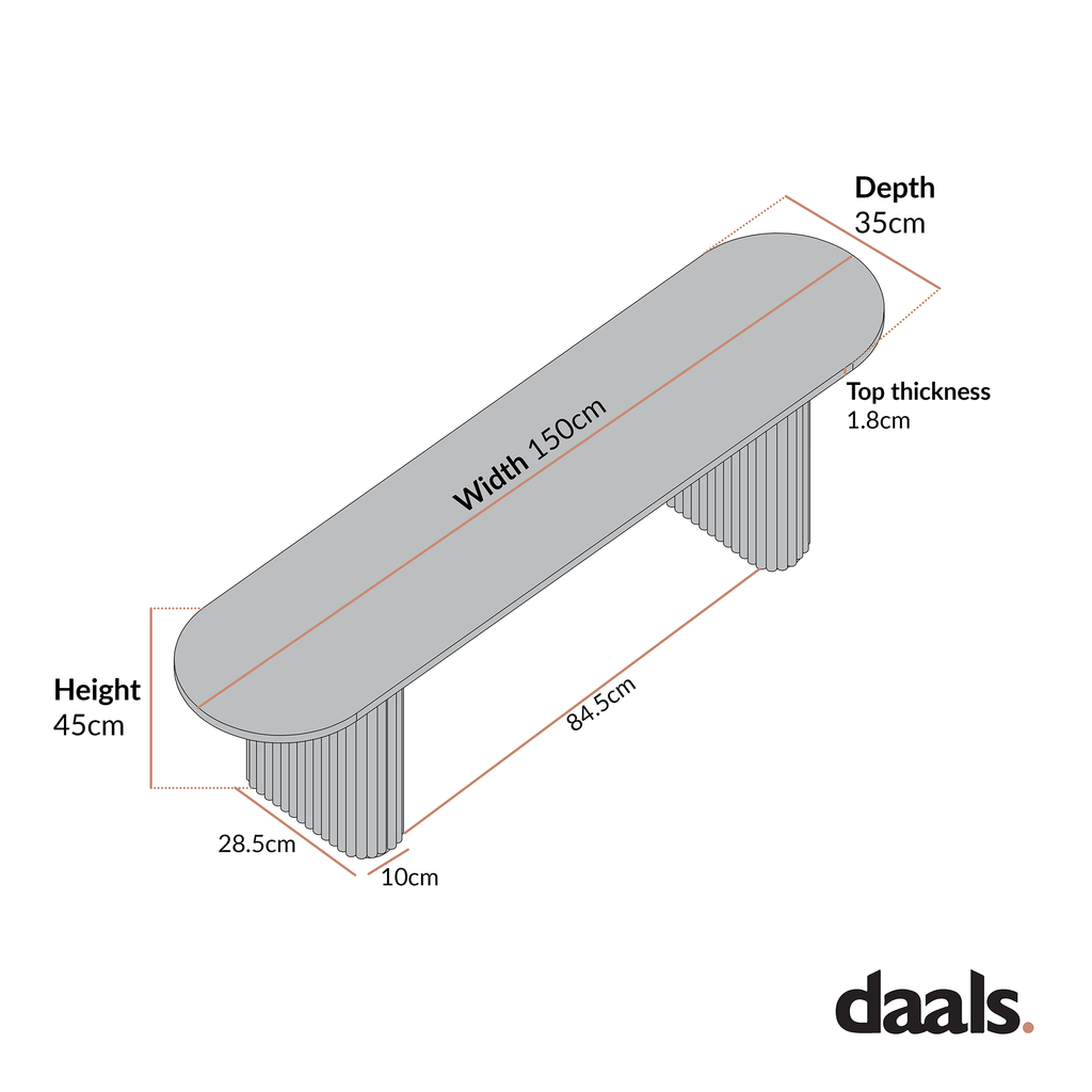 Maru 150cm Dining Bench, Sage Green