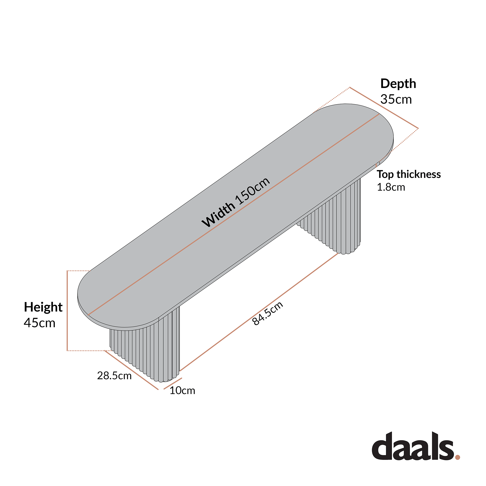 Maru 150cm Dining Bench, Black