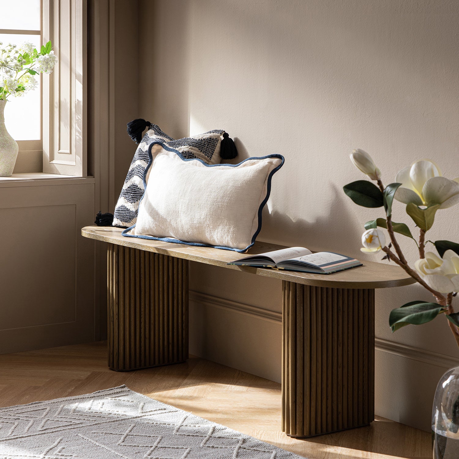 Maru 150cm Dining Bench, Silver Oak