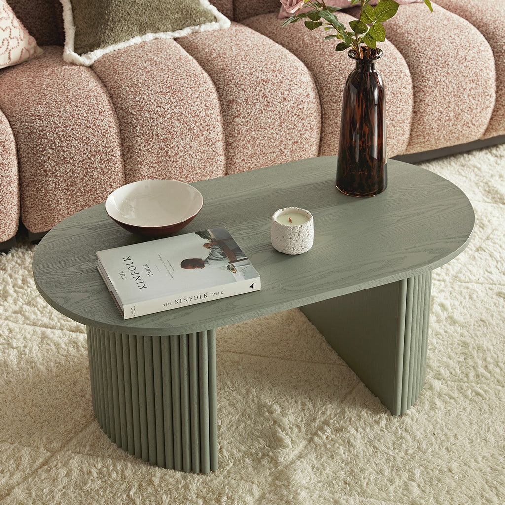 Maru Oval Coffee Table, Sage Green