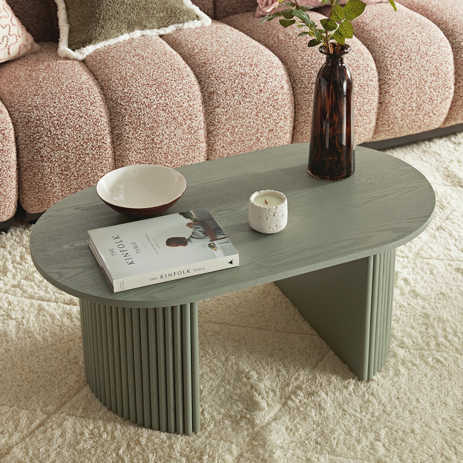Maru Oval Coffee Table, Sage Green