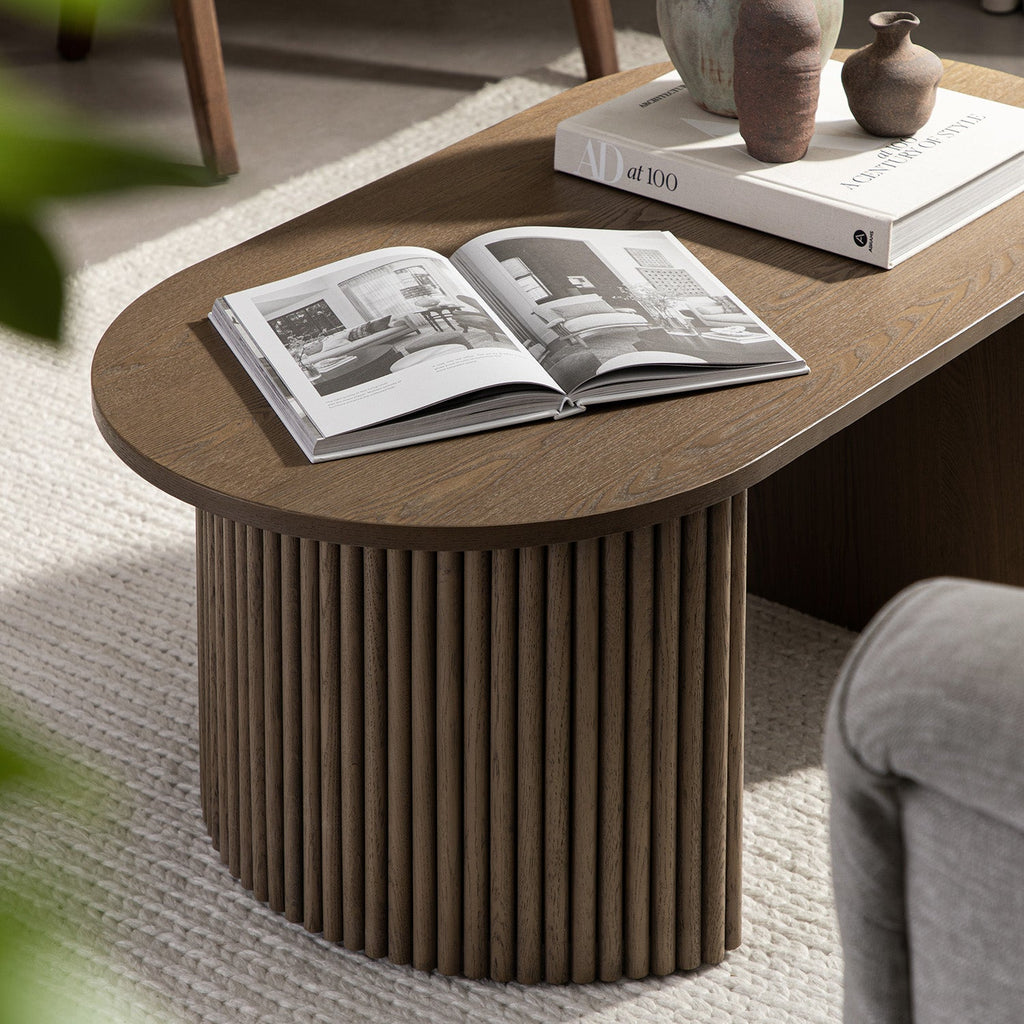 Maru Oval Coffee Table, Silver Oak