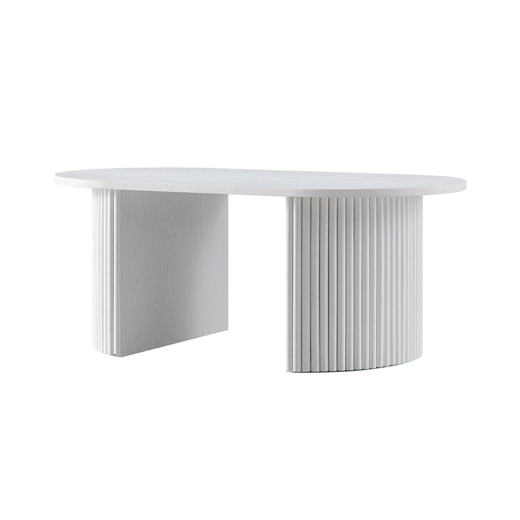 Maru Oval Coffee Table, Washed White