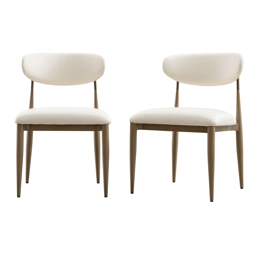 Dagmar Set of 2 Dining Chairs, Beige Faux Leather | Silver Oak Frame