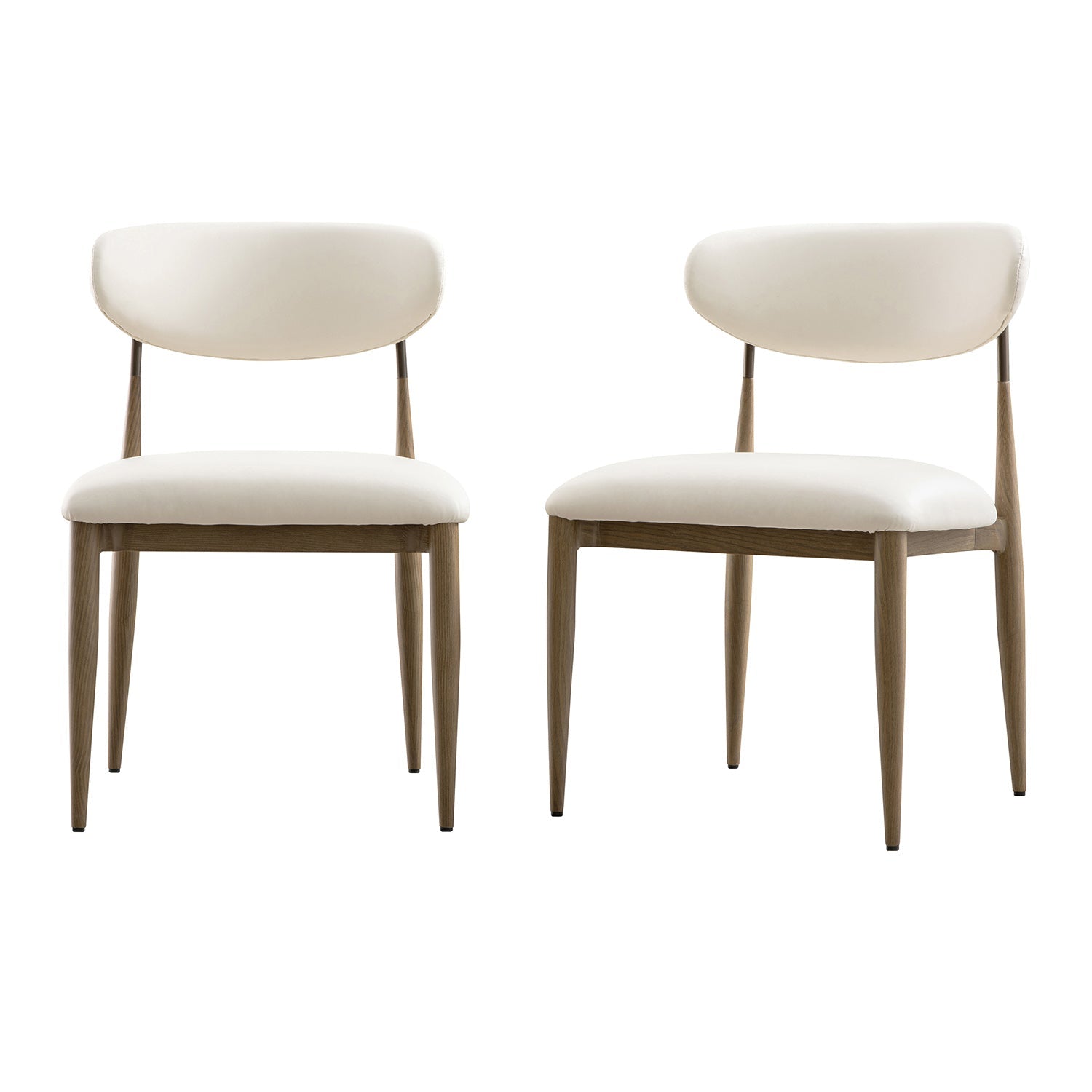 Dagmar Set of 2 Dining Chairs, Beige Faux Leather | Silver Oak Frame