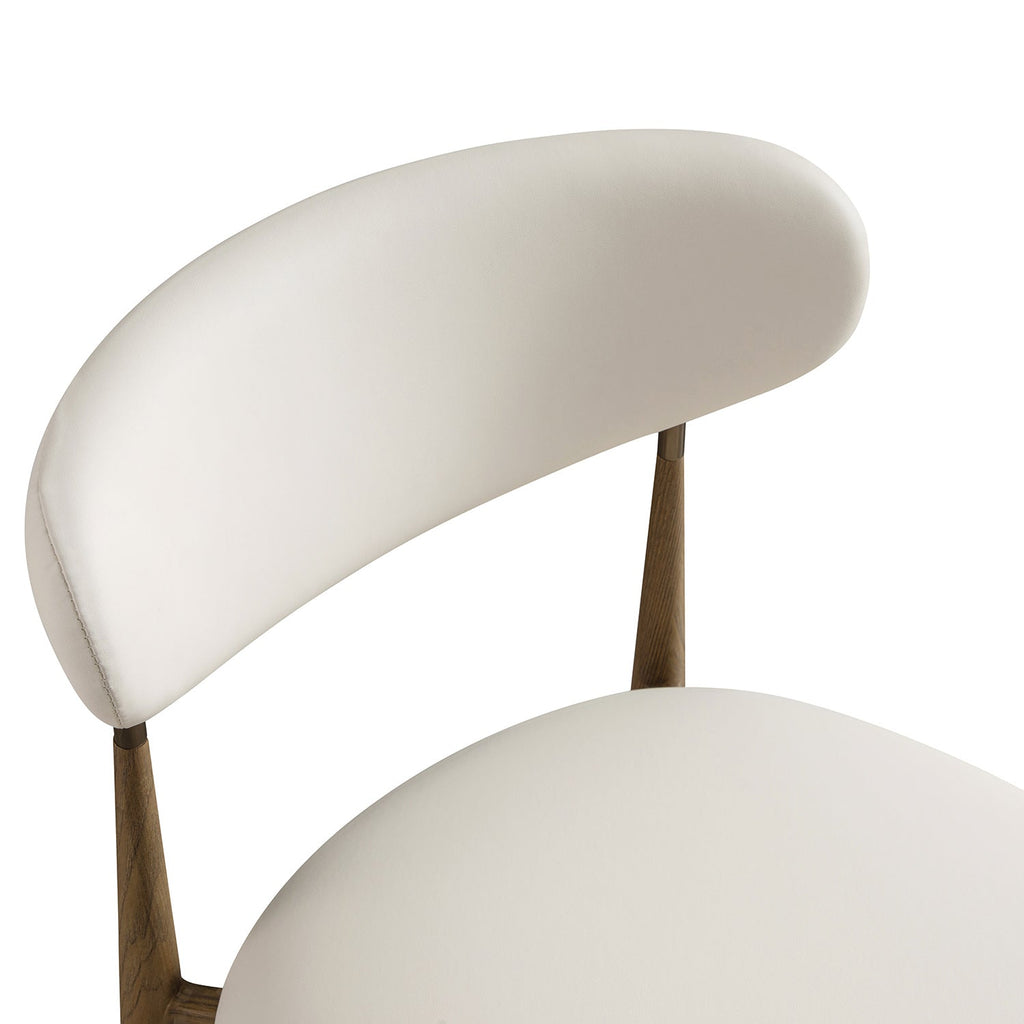 Dagmar Set of 2 Dining Chairs, Beige Faux Leather | Silver Oak Frame