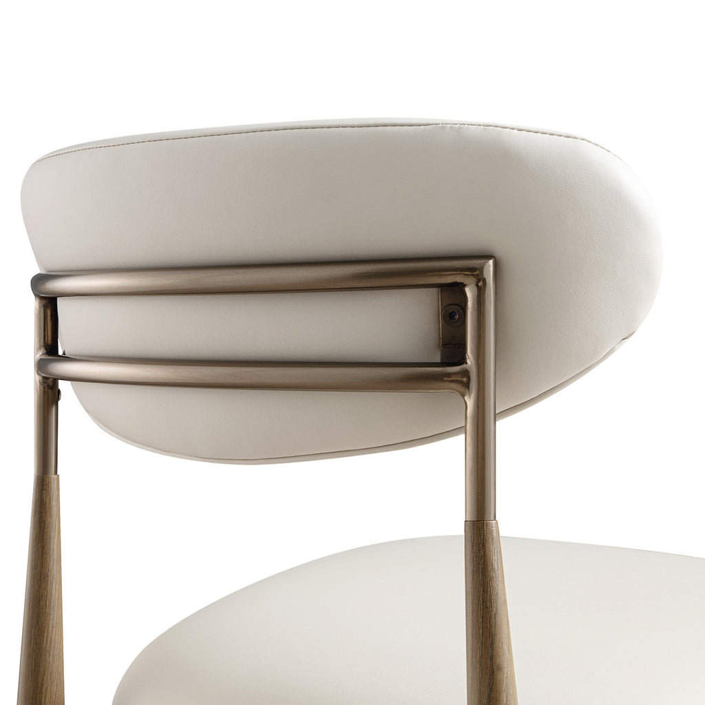 Dagmar Set of 2 Dining Chairs, Beige Faux Leather | Silver Oak Frame