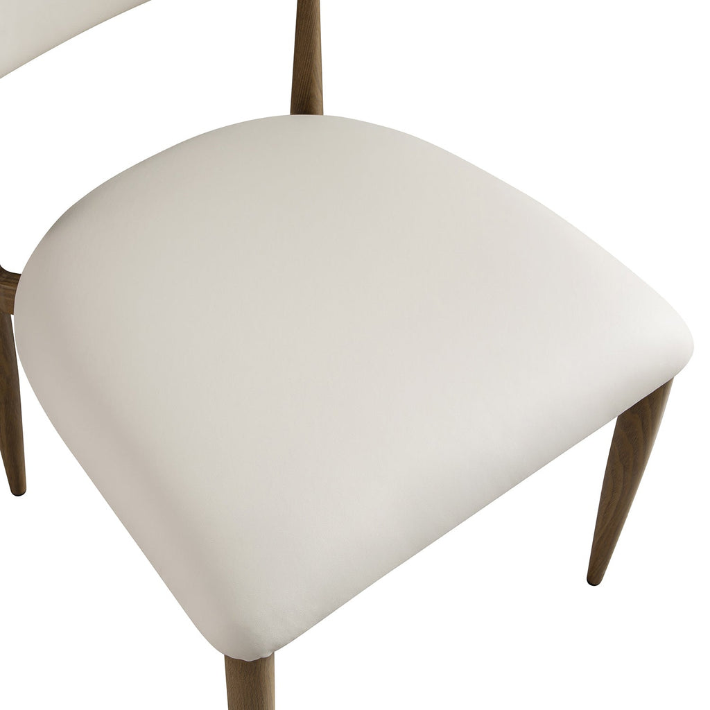 Dagmar Set of 2 Dining Chairs, Beige Faux Leather | Silver Oak Frame