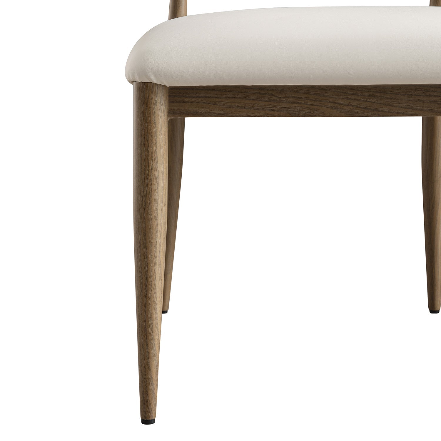 Dagmar Set of 2 Dining Chairs, Beige Faux Leather | Silver Oak Frame