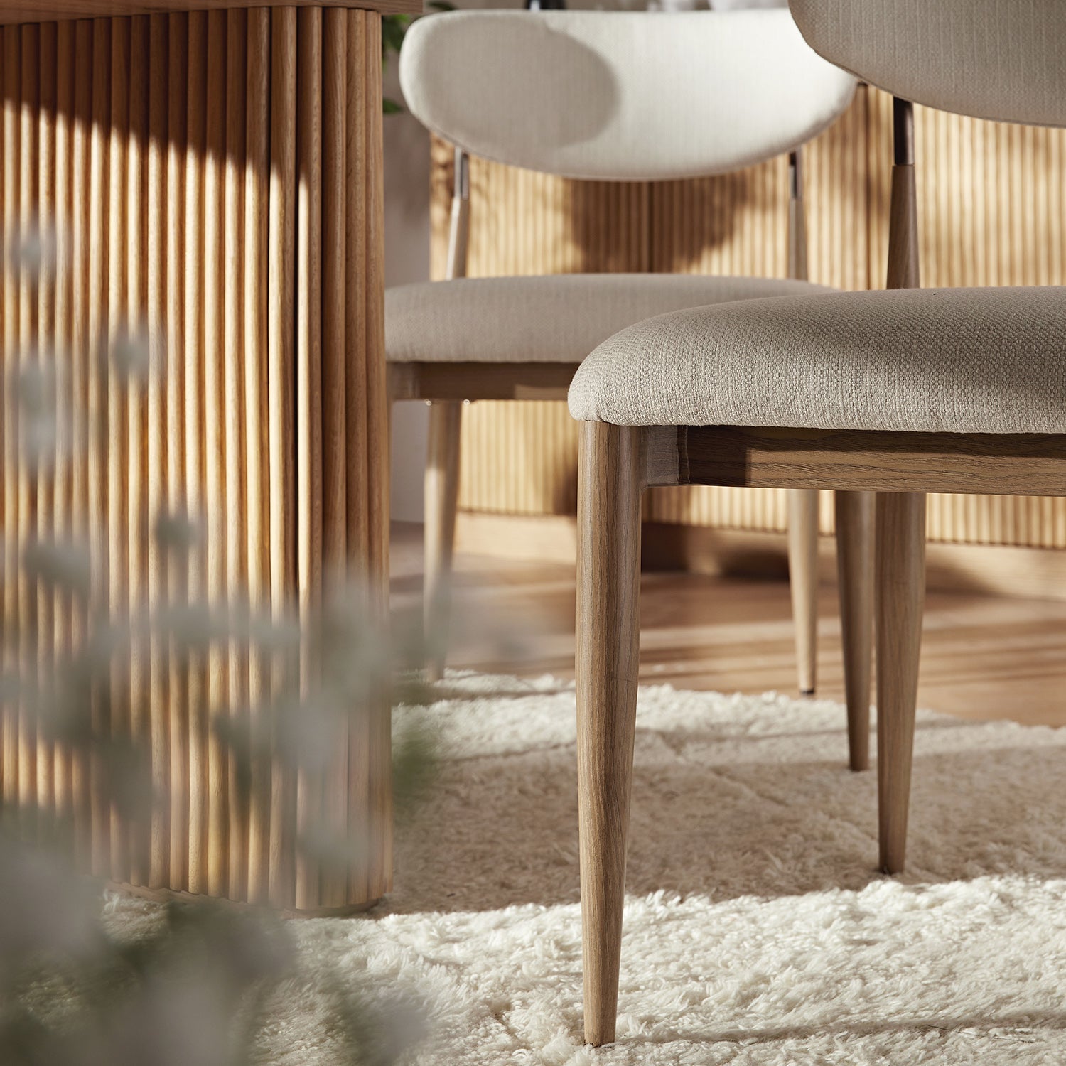 Dagmar Set of 2 Dining Chairs, Ivory Weave| Natural Frame