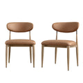Dagmar Set of 2 Dining Chairs, Chestnut Faux Leather | Natural Frame