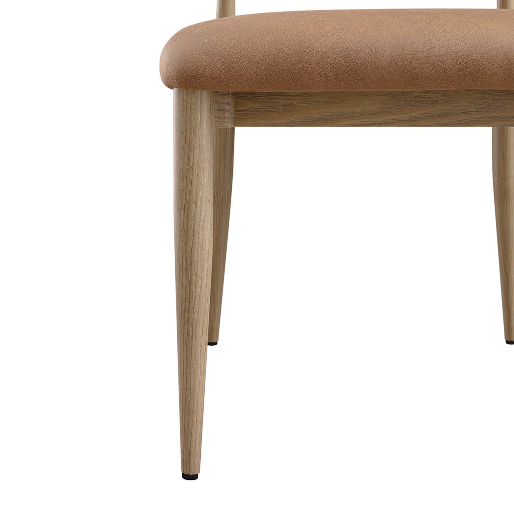 Dagmar Set of 2 Dining Chairs, Chestnut Faux Leather | Natural Frame