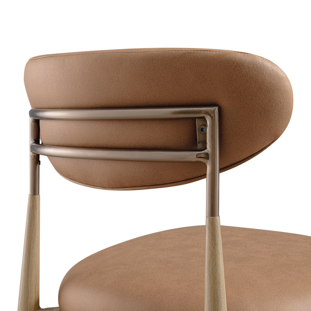 Dagmar Set of 2 Dining Chairs, Chestnut Faux Leather | Natural Frame