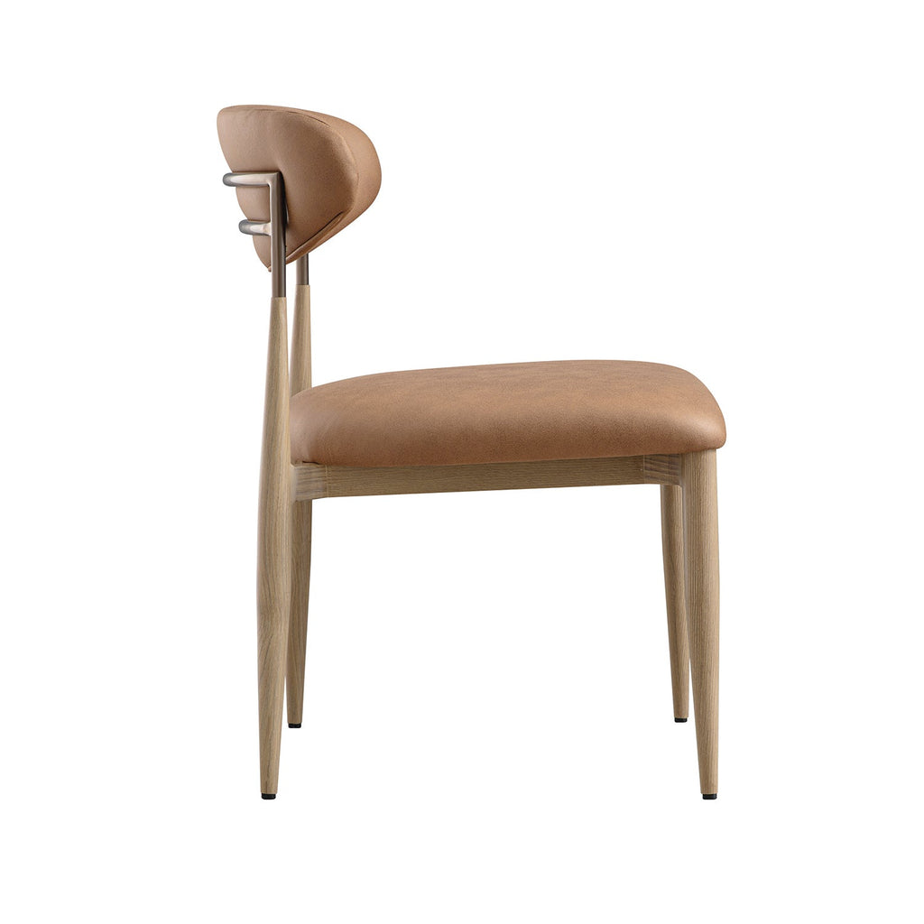 Dagmar Set of 2 Dining Chairs, Chestnut Faux Leather | Natural Frame