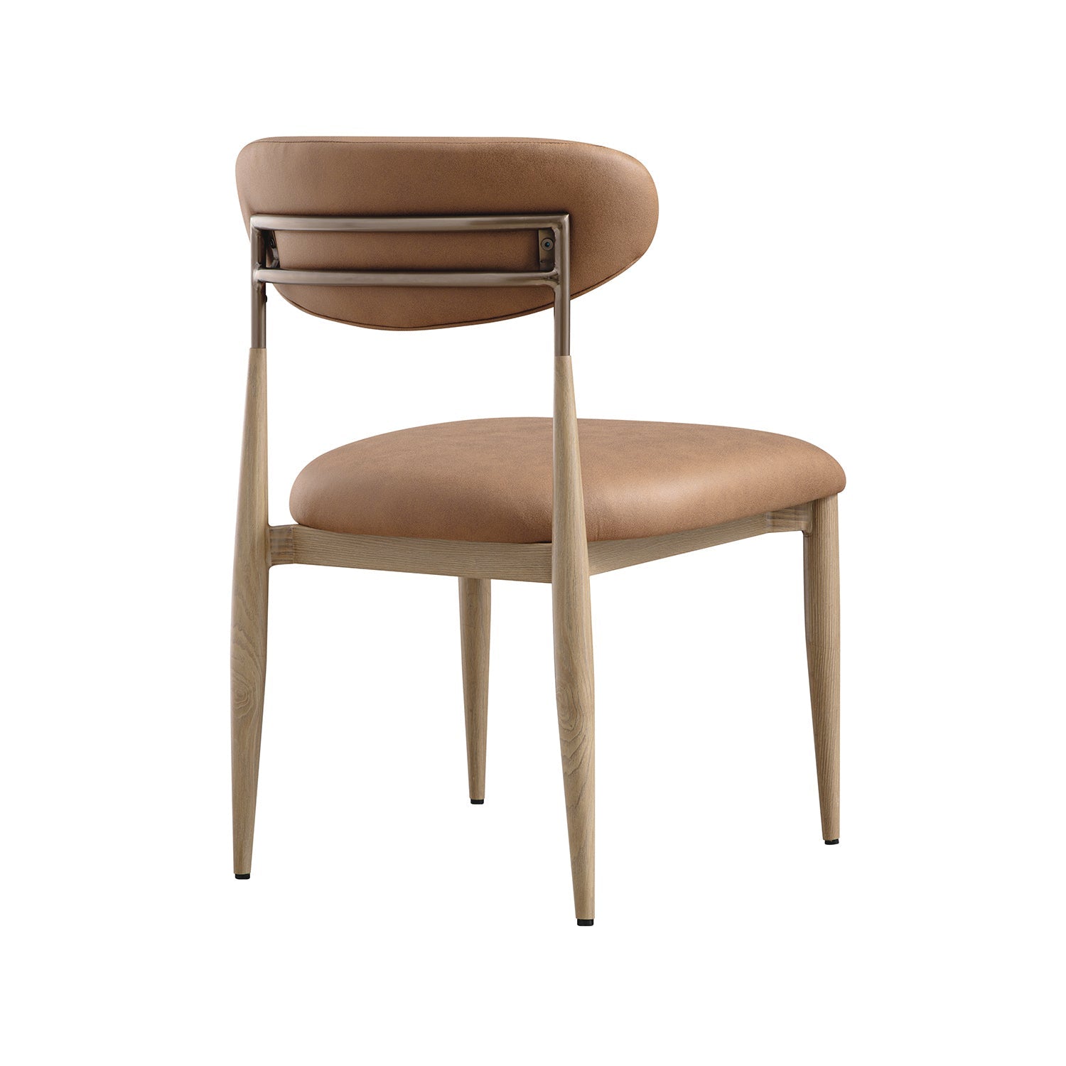 Dagmar Set of 2 Dining Chairs, Chestnut Faux Leather | Natural Frame