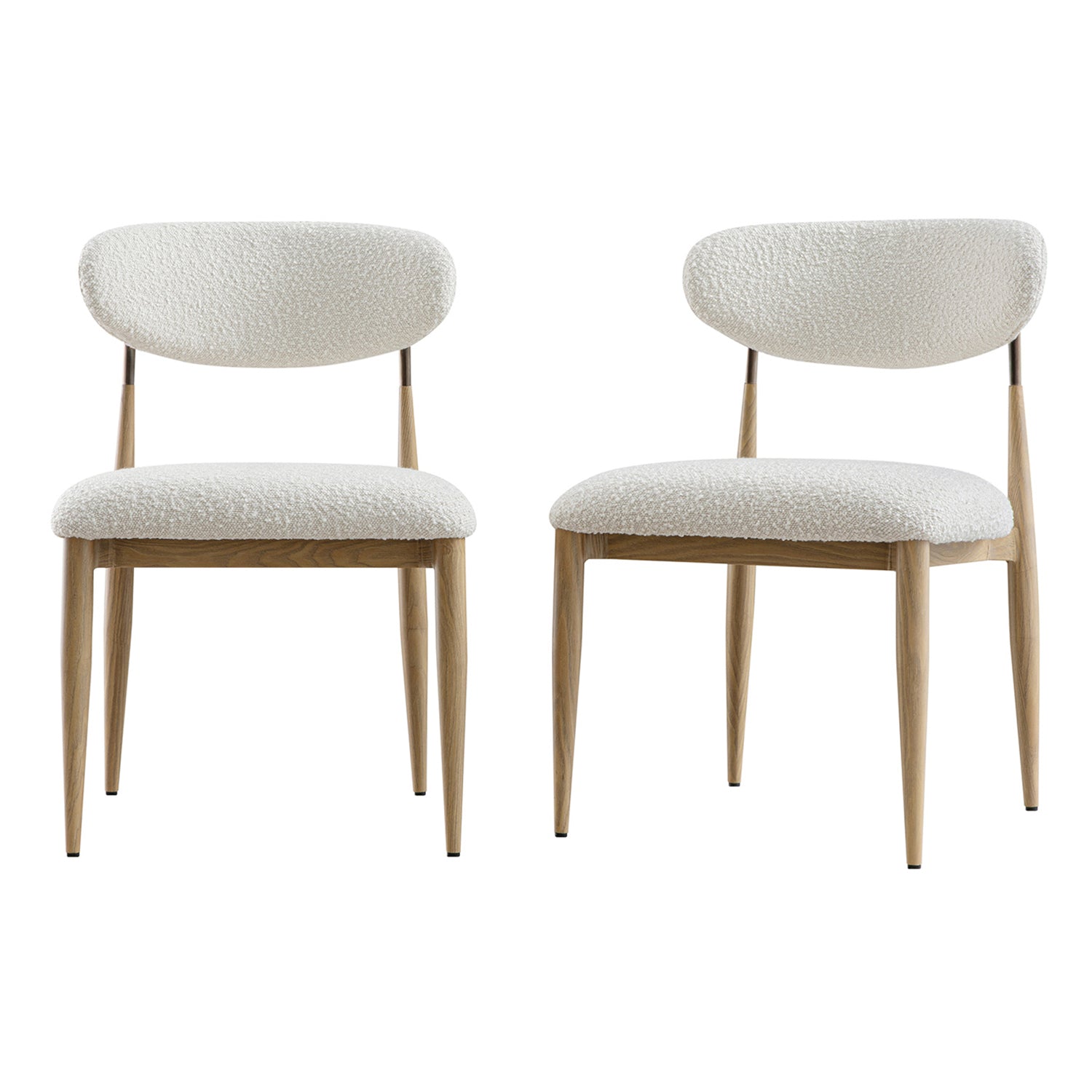 Dagmar Set of 2 Dining Chairs, Ecru Boucle | Natural Frame
