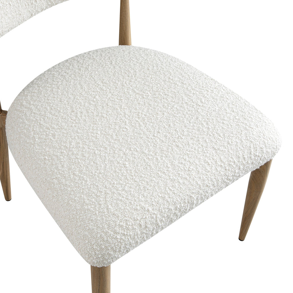 Dagmar Set of 2 Dining Chairs, Ecru Boucle | Natural Frame