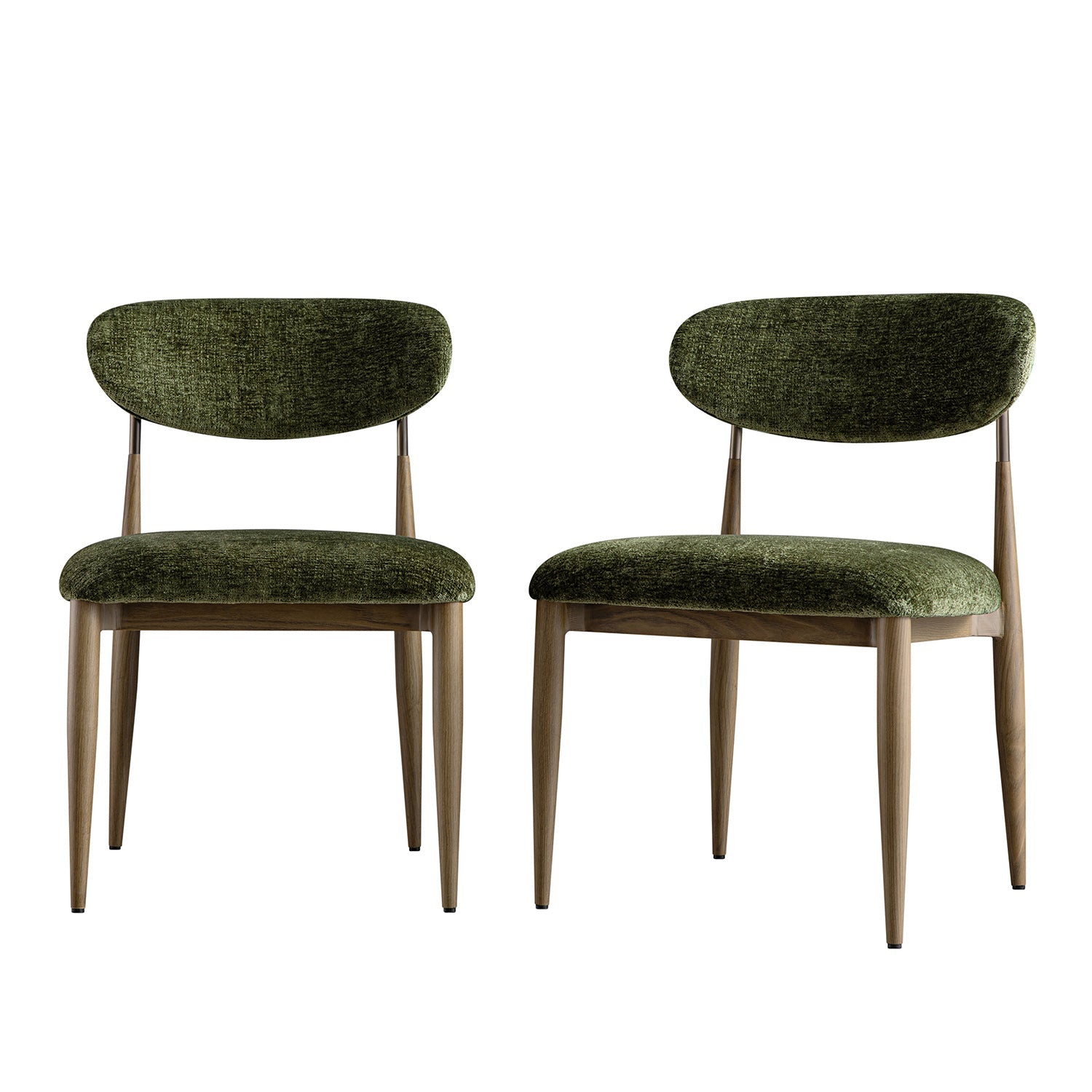 Dagmar Set of 2 Dining Chairs, Moss Chenille | Silver Oak Frame