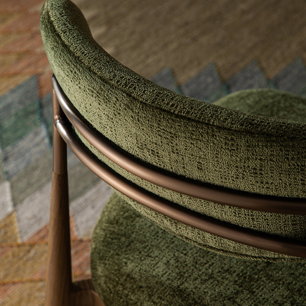 Dagmar Set of 2 Dining Chairs, Moss Chenille | Silver Oak Frame