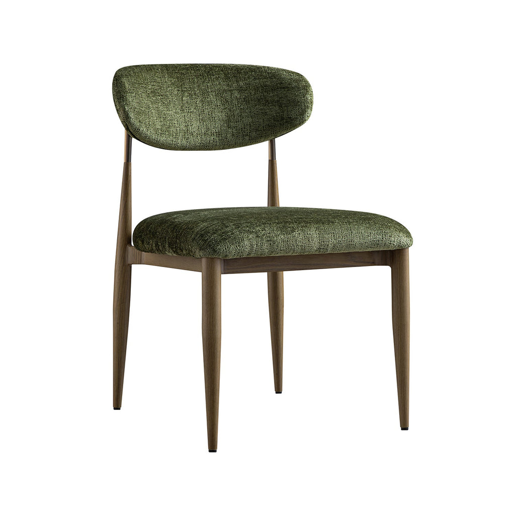 Dagmar Set of 2 Dining Chairs, Moss Chenille | Silver Oak Frame