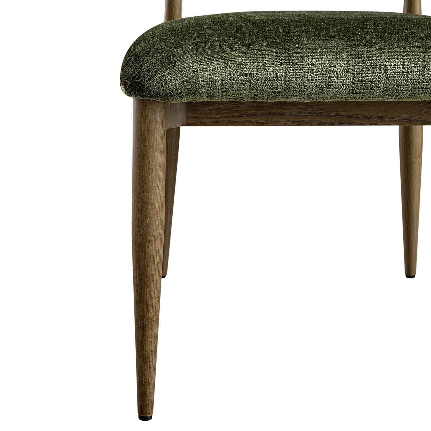 Dagmar Set of 2 Dining Chairs, Moss Chenille | Silver Oak Frame