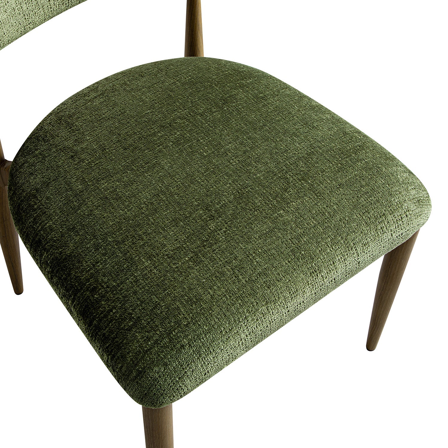 Dagmar Set of 2 Dining Chairs, Moss Chenille | Silver Oak Frame