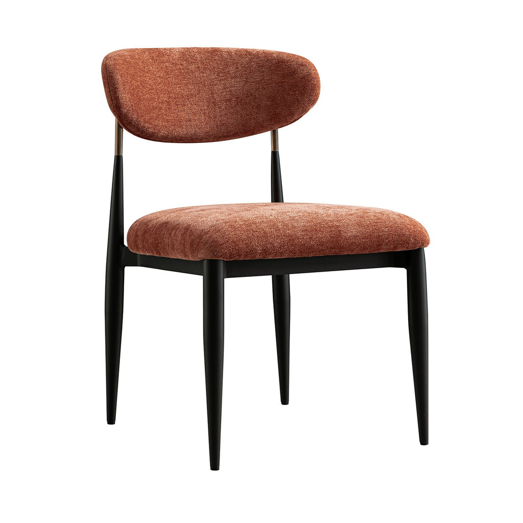 Dagmar Set of 2 Dining Chairs, Rust Chenille | Black Frame