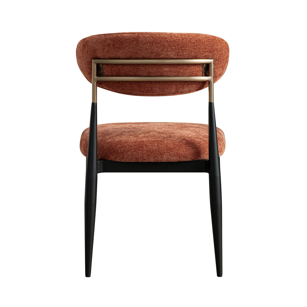 Dagmar Set of 2 Dining Chairs, Rust Chenille | Black Frame