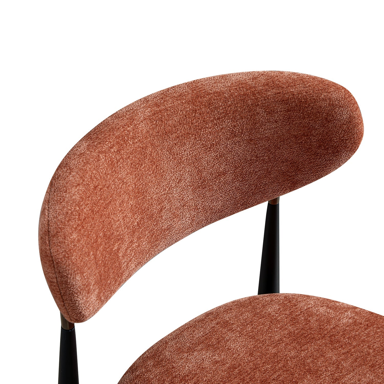 Dagmar Set of 2 Dining Chairs, Rust Chenille | Black Frame