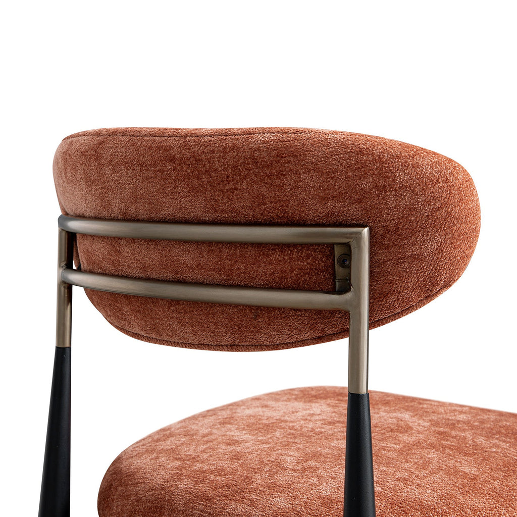 Dagmar Set of 2 Dining Chairs, Rust Chenille | Black Frame