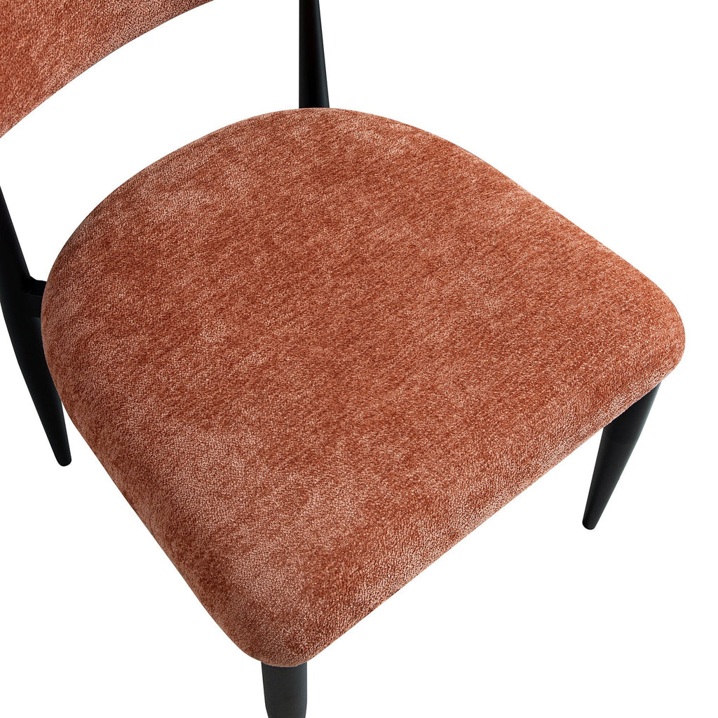 Dagmar Set of 2 Dining Chairs, Rust Chenille | Black Frame