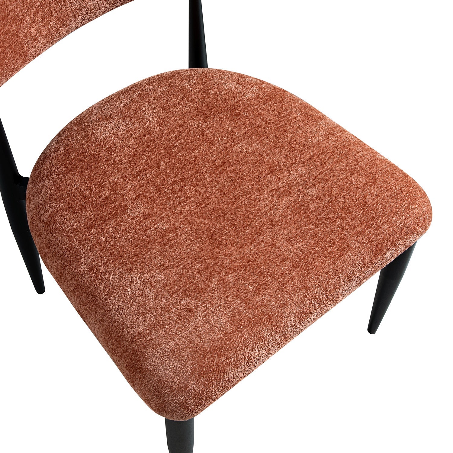 Dagmar Set of 2 Dining Chairs, Rust Chenille | Black Frame
